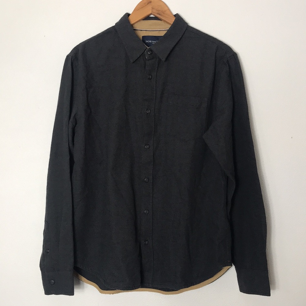 Jachs New York shirt long sleeves, buttons, collar, charcoal, size Medium